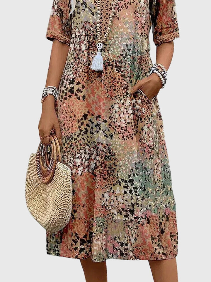 Yvonna™ | Elegant Floral Midi Dress